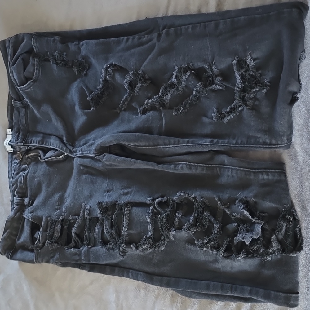 Rue 21 plus size distressed black stretchy jeans